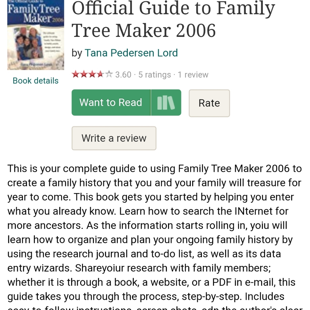The Official Guide to Family Tree Maker 2006.